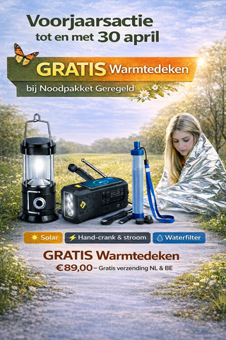 Noodpakket Geregeld | Solar oplaadbaar  |Voorjaarsactie - inclusief gratis warmtedeken Noodpakkettenthuis.nl